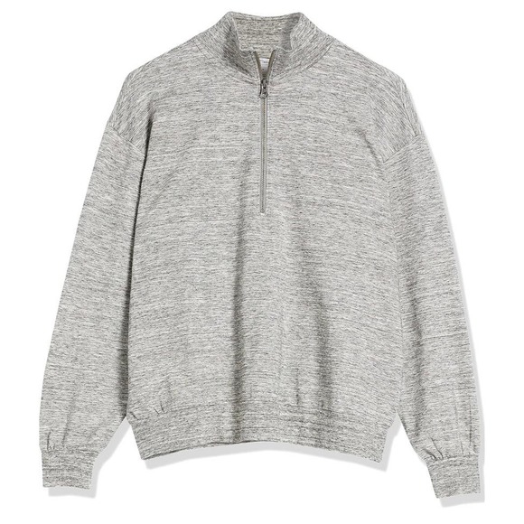 Terry Cotton and Modal Relaxed-Fit Quarter-Zip Sweatshirt- Size XL - Picture 1 of 5
